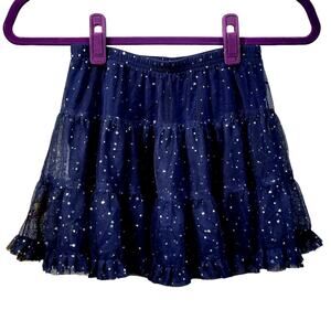 Blue Multi-layered Tulle Skirt with Silver Stars Girl's Size M
